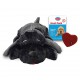 Snuggle Puppy Pliušinis šuniukas su plakančia širdimi, juodos spalvos