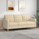 Trivietė sofa, kreminės spalvos, 180cm, audinys