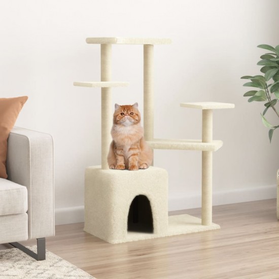 Draskyklė katėms su stovais iš sizalio, kreminė, 107,5cm