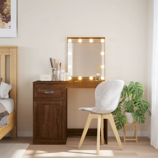 Kosmetinis staliukas su LED lemputėmis, rudas, 90x42x132,5cm