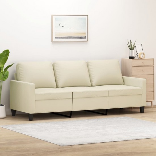 Trivietė sofa, kreminės spalvos, 180cm, dirbtinė oda