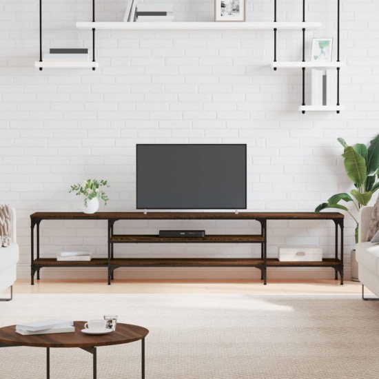 Televizoriaus spintelė, ruda, 201x35x45cm, mediena ir geležis