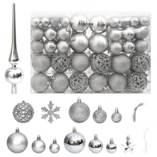 Kalėdinių žaisliukų rinkinys, 111vnt., sidabro, polistirenas