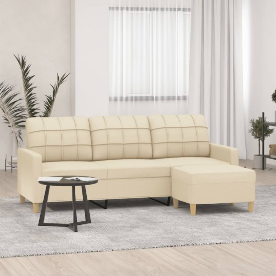 Trivietė sofa su pakoja, kreminės spalvos, 180cm, audinys