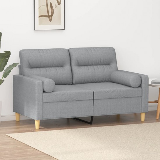 Dvivietė sofa su pagalvėlėmis, šviesiai pilka, 120cm, audinys