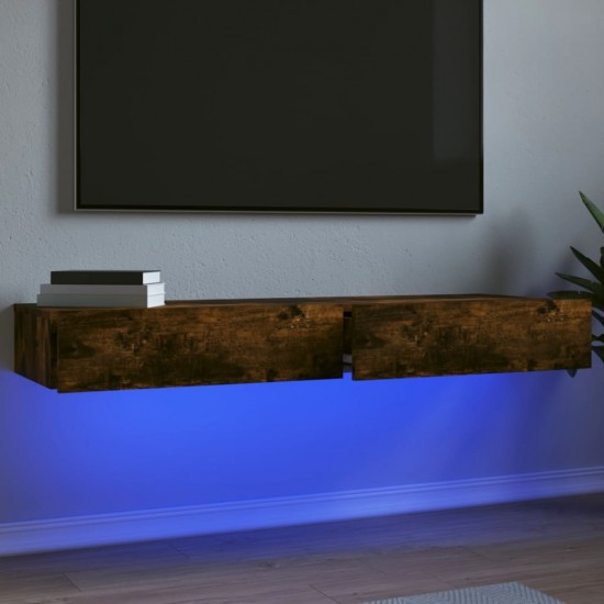TV spintelės su LED lemputėmis, 2vnt., dūminės, 60x35x15,5cm