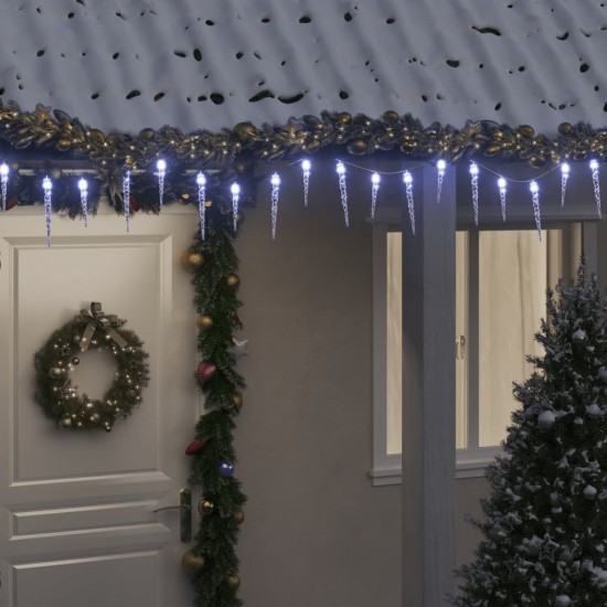 Kalėdinė girlianda varvekliai, 200 šaltų baltų LED, akrilas/PVC