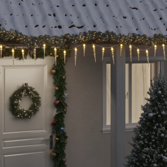 Kalėdinė girlianda varvekliai, 100 šiltų baltų LED, akrilas/PVC