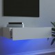 Televizoriaus spintelė su LED lemputėmis, balta, 60x35x15,5cm