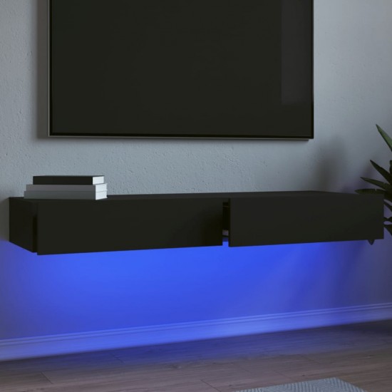 TV spintelės su LED lemputėmis, 2vnt., juodos, 60x35x15,5cm