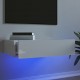 Televizoriaus spintelė su LED lemputėmis, balta, 60x35x15,5cm