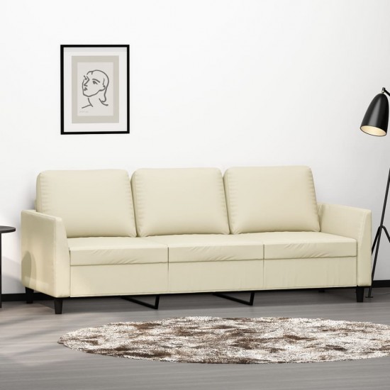 Trivietė sofa, kreminės spalvos, 180cm, dirbtinė oda