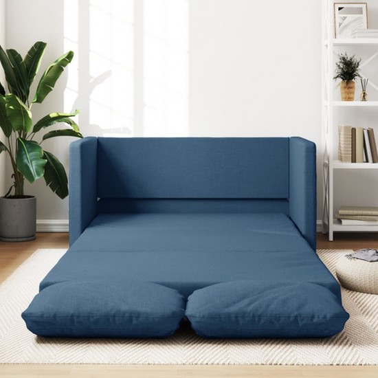 Grindų sofa-lova, 2-1, mėlynos spalvos, 112x174x55cm, audinys