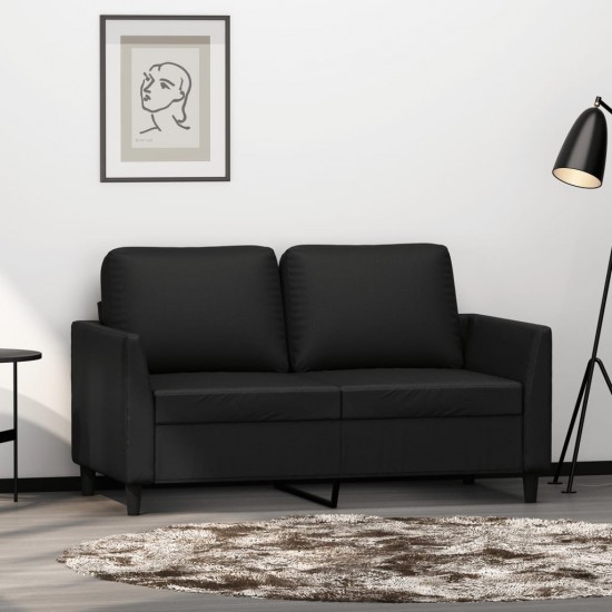 Dvivietė sofa, juodos spalvos, 120cm, dirbtinė oda