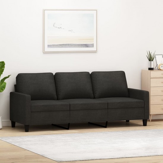 Trivietė sofa, juodos spalvos, 180cm, audinys