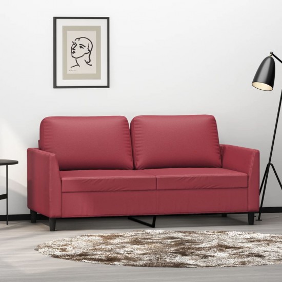 Dvivietė sofa, raudonojo vyno spalvos, 140cm, dirbtinė oda