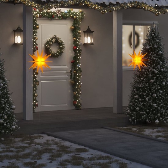 Kalėdiniai šviestuvai su smaigais/LED, 3vnt., geltoni, 57cm