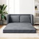 Grindų sofa-lova, 2-1, tamsiai pilka, 122x204x55cm, aksomas