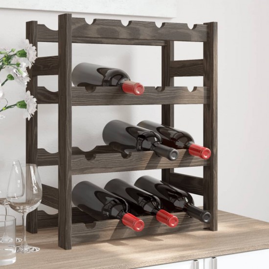 Vyno laikiklis 16 butelių, pilkas, pušies medienos masyvas