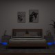 Sieninės naktinės spintelės su LED, 2vnt., pilkos ąžuolo