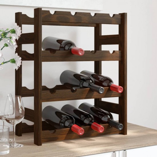 Vyno laikiklis 16 butelių, rudas, pušies medienos masyvas