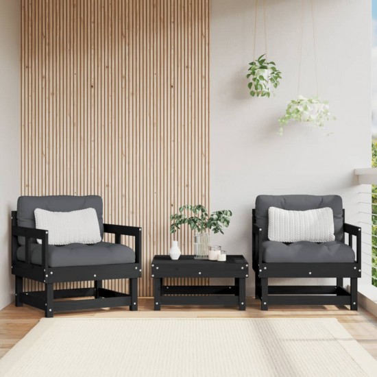 Sodo kėdės, 2vnt., juodos spalvos, pušies medienos masyvas