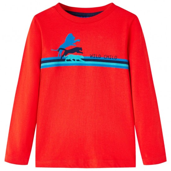 Vaikiški marškinėliai ilgomis rankovėmis, raudonos spalvos, 128 dydžio