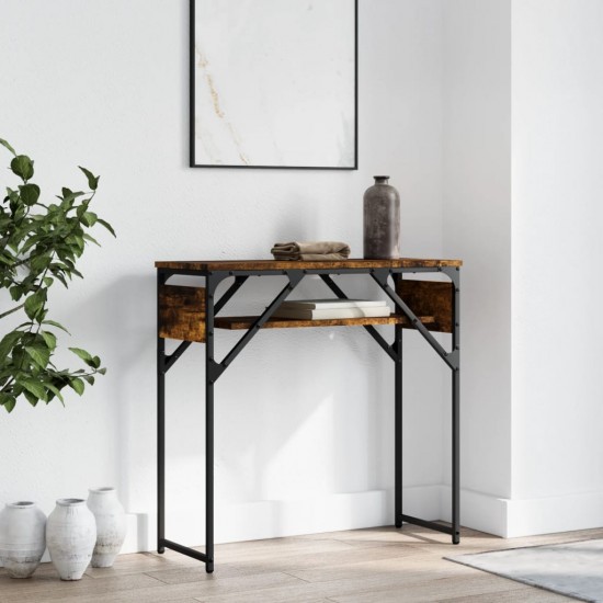 Konsolinis staliukas su lentyna, dūminis, 75x30x75cm, mediena