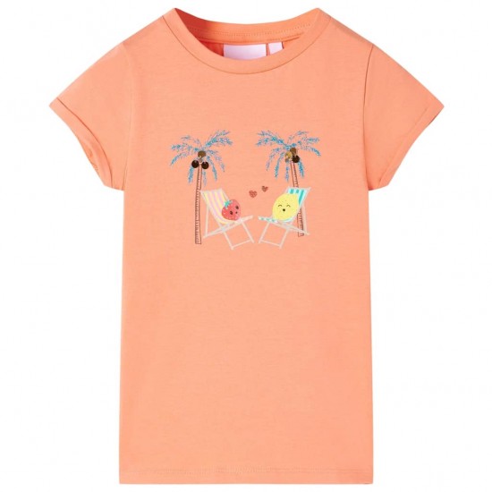 Vaikiški marškinėliai, persikinės spalvos, 128 dydžio
