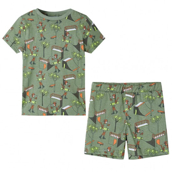 Vaikiška pižama trumpomis rankovėmis, šviesi chaki, 116 dydžio