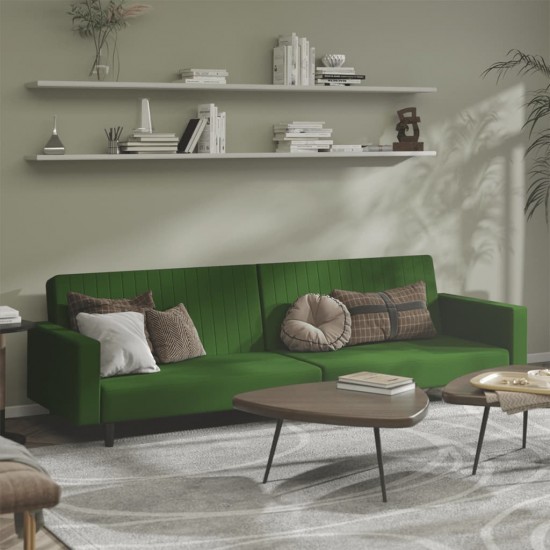 Dvivietė sofa-lova, tamsiai žalios spalvos, aksomas