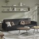 Dvivietė sofa-lova, juodos spalvos, dirbtinė oda