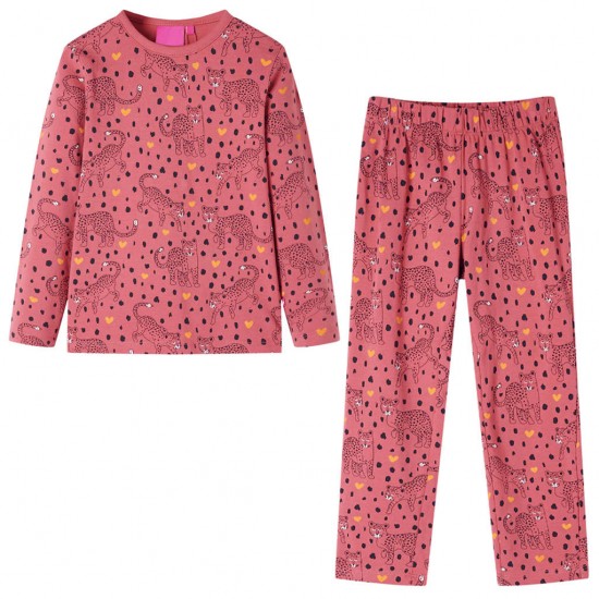 Vaikiška pižama ilgomis rankovėmis, sendinta rožinė, 140 dydžio