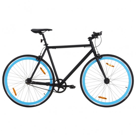 Fiksuotos pavaros dviratis, juodas ir mėlynas, 700c, 51cm