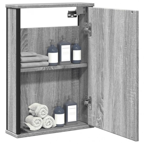 Veidrodinė vonios spintelė, pilka ąžuolo, 42x12x60cm, mediena