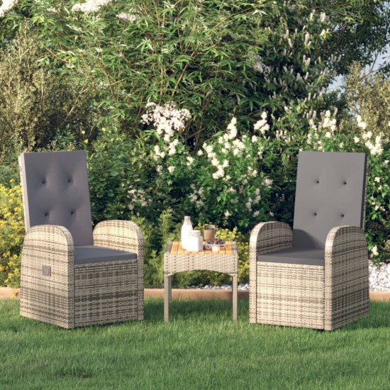 Atlošiamos sodo kėdės su pagalvėmis, 2vnt., pilkos, poliratanas