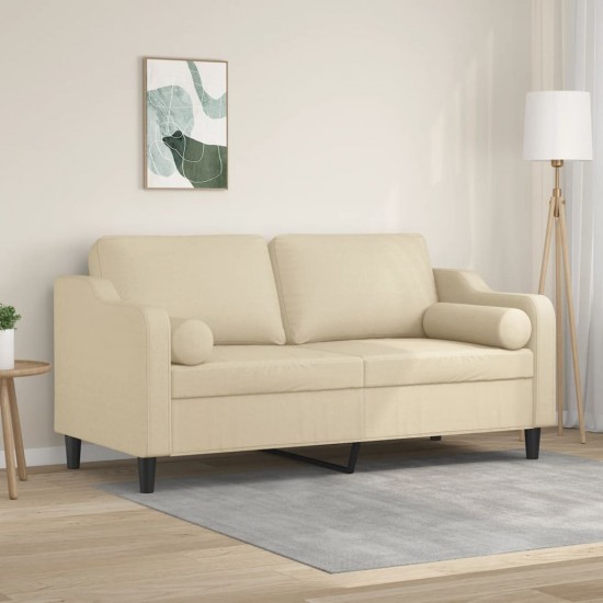 Dvivietė sofa su pagalvėlėmis, kreminės spalvos, 140cm, audinys