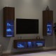 Sieninė TV sekcija su LED, 5 dalių, ruda ąžuolo, mediena