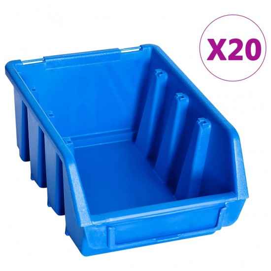 Sudedamos sandėliavimo dėžės, 20vnt., mėlynos, plastikas
