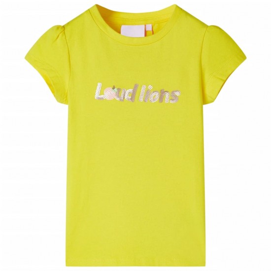 Vaikiški marškinėliai trumpomis rankovėmis, ryškiai geltoni