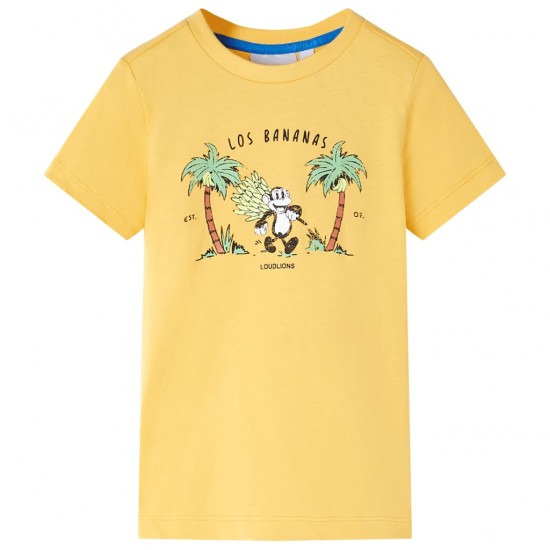 Vaikiški marškinėliai, šviesiai geltonai rudos spalvos, 140 dydžio