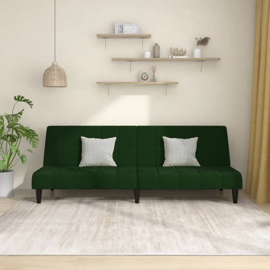 Dvivietė sofa-lova, tamsiai žalios spalvos, aksomas