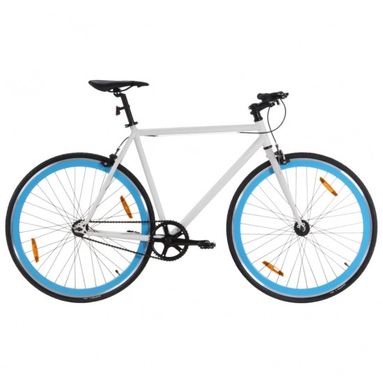 Fiksuotos pavaros dviratis, baltas ir mėlynas, 700c, 55cm