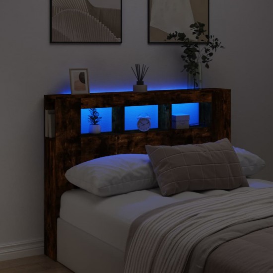 LED galvūgalis, dūminio ąžuolo, 140x18,5x103,5cm, mediena