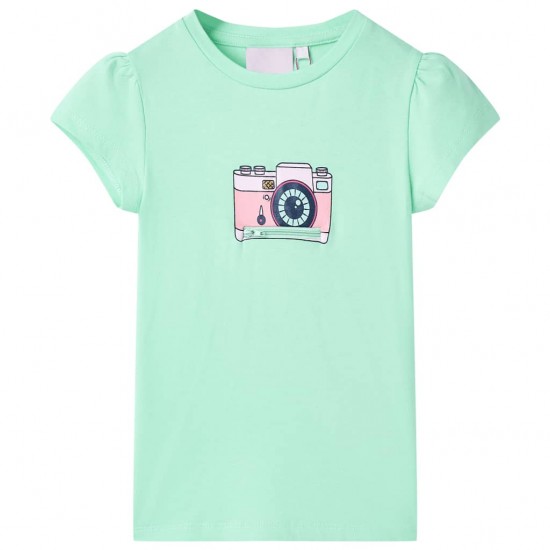 Vaikiški marškinėliai, ryškiai žalios spalvos, 128 dydžio