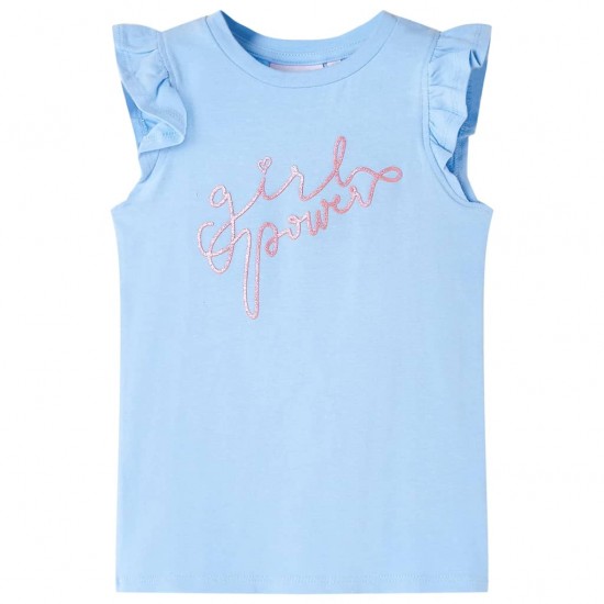 Vaikiški marškinėliai su rankovėmis su raukiniais, šviesiai mėlyni