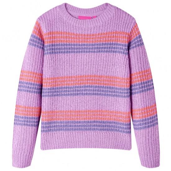 Vaikiškas megztinis, alyvinis/rožinis, megztas, dryžuotas, 128 dydžio