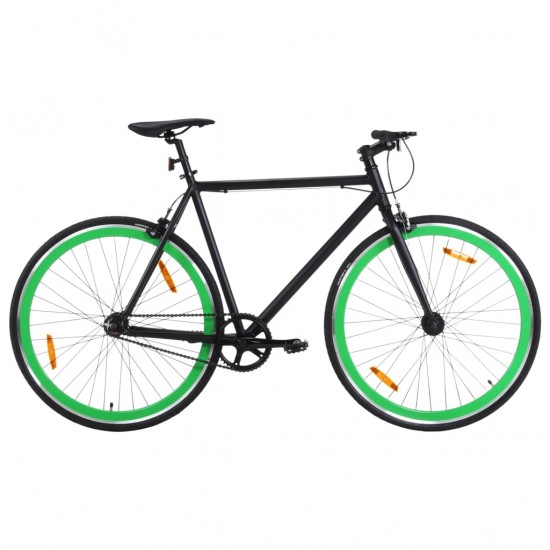 Fiksuotos pavaros dviratis, juodas ir žalias, 700c, 55cm