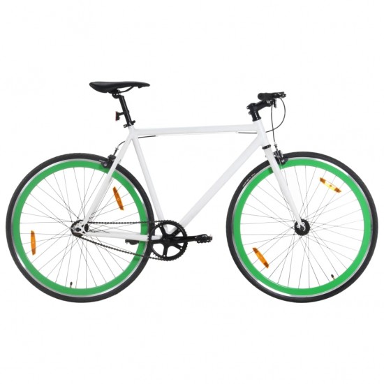 Fiksuotos pavaros dviratis, baltas ir žalias, 700c, 55cm
