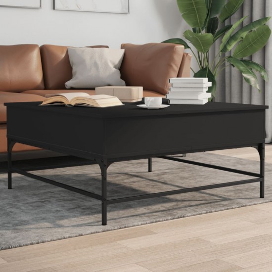 Kavos staliukas, juodas, 95x95x45cm, apdirbta mediena/metalas